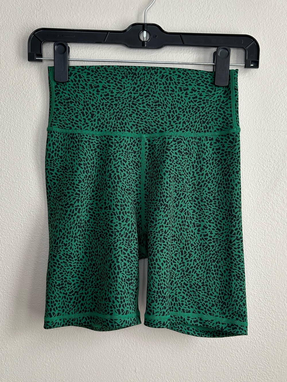 Allfenix High Waisted Green Black Cheetah Print Bike Biker Shorts Size S Small